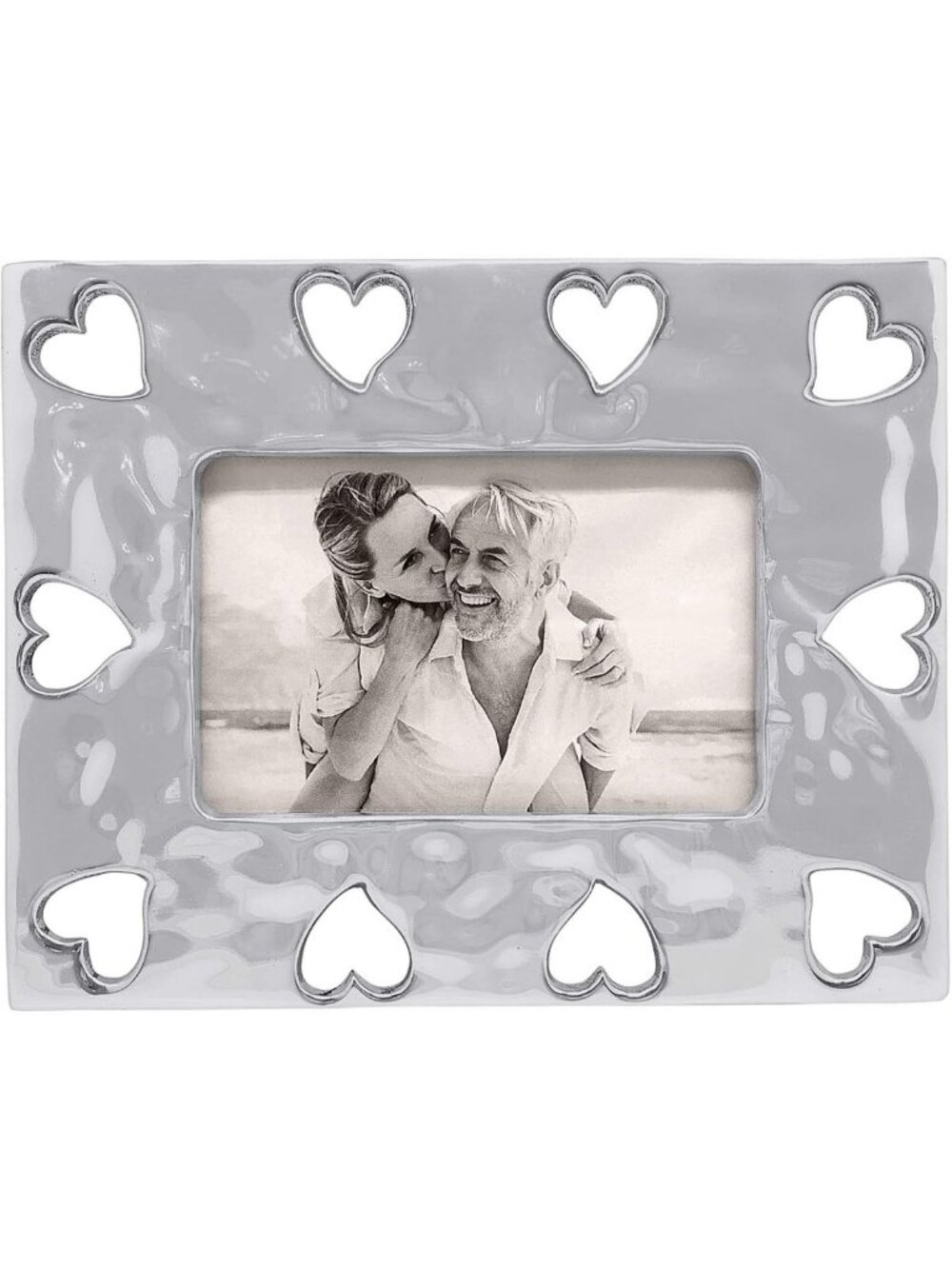 Handmade Silver Open Heart 4x6 Photo Frame | Decorative Recycled Aluminum Frame